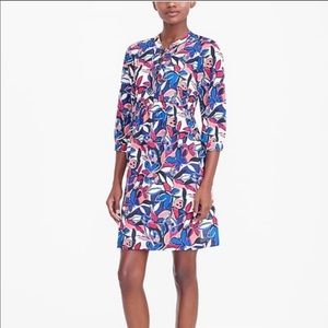 J Crew print dress with lace up detail